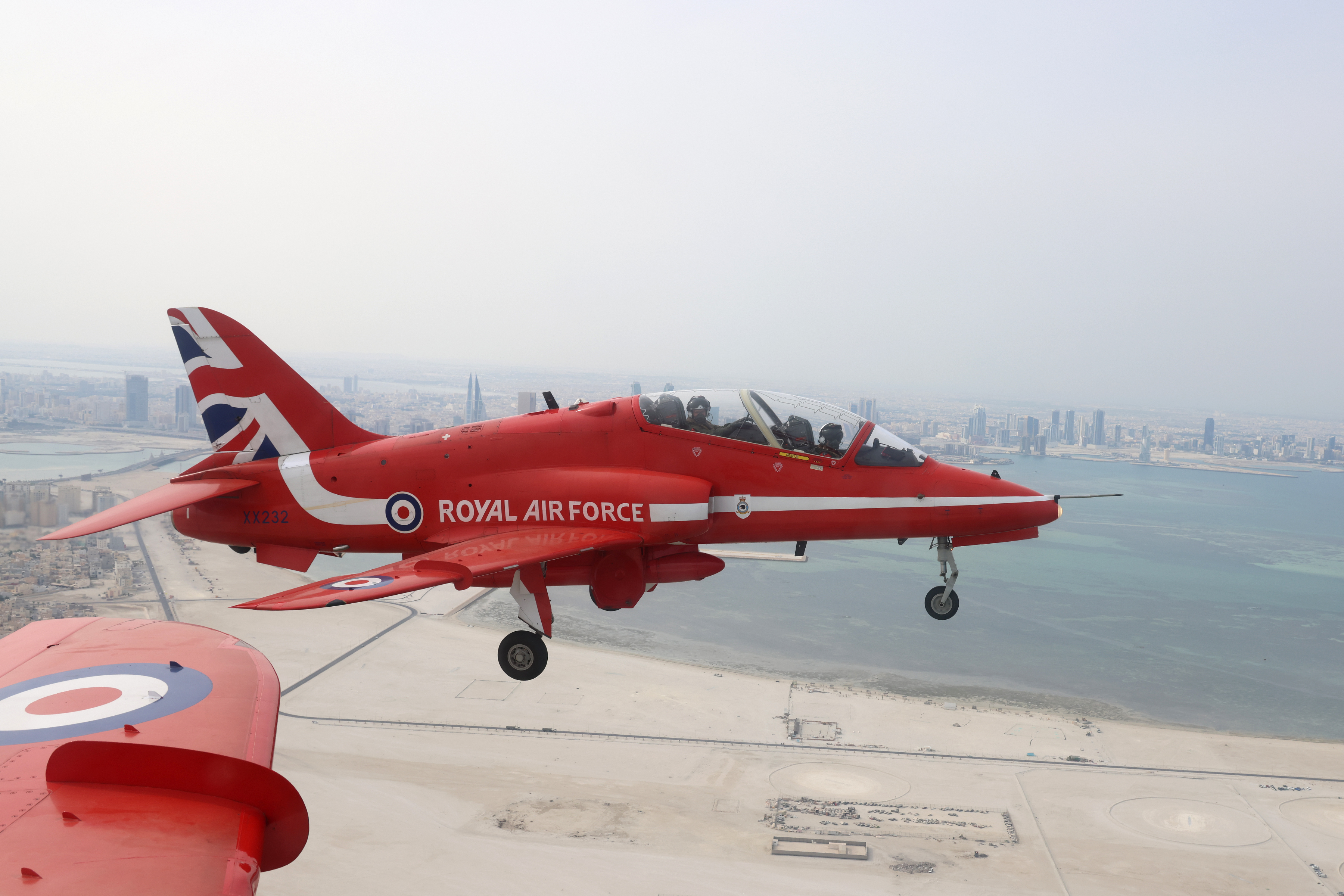 Image shows view of a Red Arrow from the cockpit.